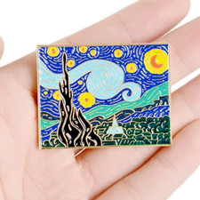Vincent Van Gogh Starry Night Art Oil Painting Inspired Enamel Pin Badge Gift UK