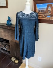 LOFT Ann Taylor Womens Small Lace Dark Teal Bell Sleeve Cocktail Dress Short 159