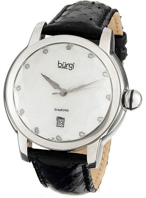 Burgi BUR014B Diamond Swiss Quartz Diamond Markers Date Black