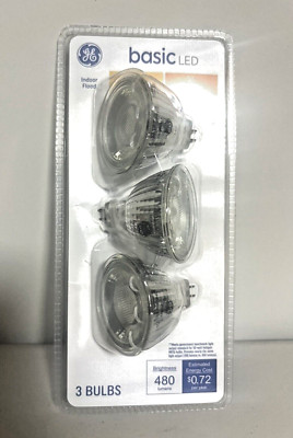 3 GE Basic 50W EQ 6W Soft White Dimmable LED Light Bulb Indoor Floodlight GU10