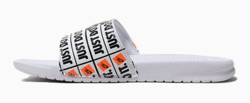 NUOVO Nike Benassi JDI Slides Just Do It Bianco Nero 631261 102 Uomo Taglia 8 9