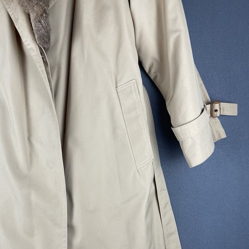 VTG Fur Lined Trench Coat Sz 12 Fox Tan Long Removable EUC - Picture 6 of 15
