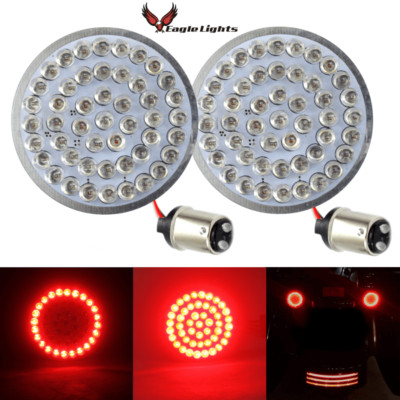 Eagle Lights Harley Red Rear 2'' 1157 LED Brake Tail Turn Signals & Load Resistor
