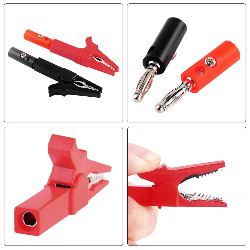 2PCS SAFE INSULATED TEST LEADS ALLIGATOR CLIPS WITH 4MM BANANA CONNECTOR PLUG - Image 2 of 4