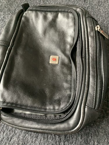 Victorinox  Black Leather Toiletry Bag
