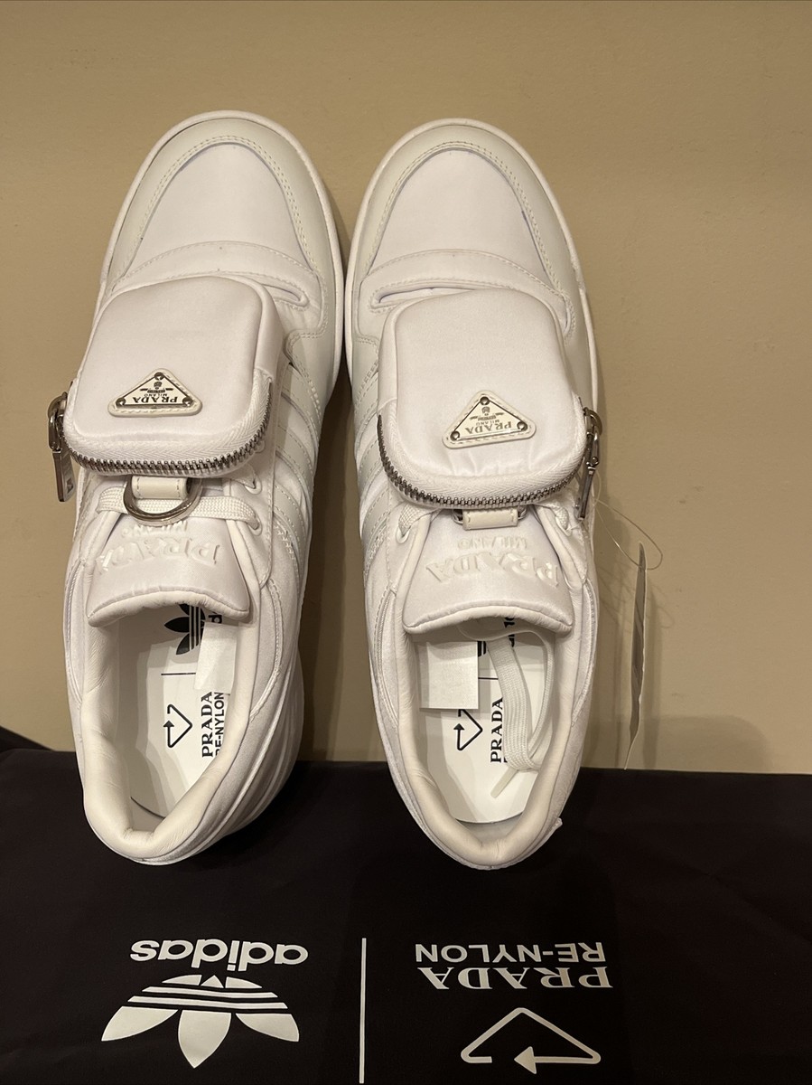 Size 9.5 - Prada x adidas Forum Low White for sale online | eBay