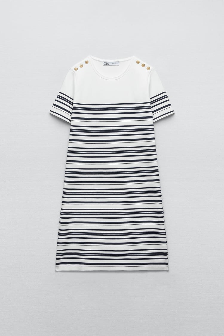 NWT ZARA WOMEN'S STRIPED KNIT MINI DRESS WHITE /NAVY SIZE XS 3859/035 | eBay