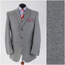 Mens Knitted Blazer 42L UK Size TAYLORS Grey Wool Sport Coat Vintage Jacket