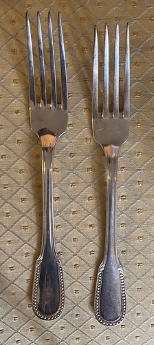 ERCUIS Flatware PERLES Silverplate 2 Knife Knives 9.75” 2 Forks 8.25” France - Picture 2 of 7