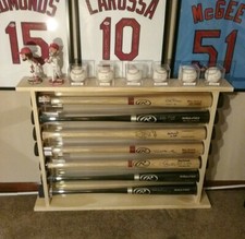 6 Bat - Wood Free Standing Baseball Bat Display Rack 