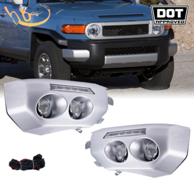 For 2007-2014 Toyota Fj Cruiser Chrome LED Fog Lamps Daytime 
