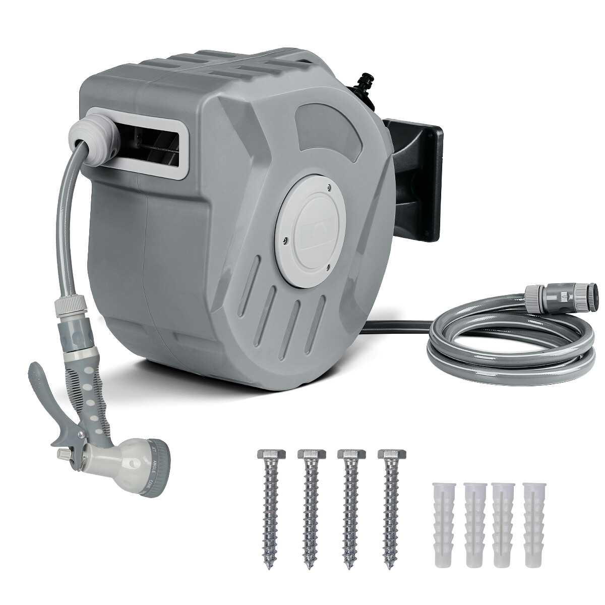 Tough Master U2013 Retractable Garden Hose Reel 20m Auto Rewind Slow Return Wall Mounted 180