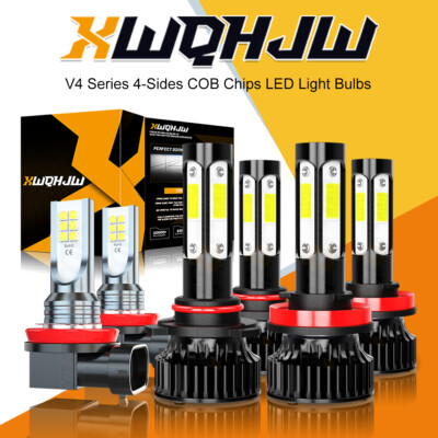 For Jeep Grand Cherokee 2014-2016 Combo 6x 4Side 6000K LED Headlight + Fog Bulbs