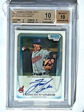 2011 Bowman Chrome Draft Autograph Francisco Lindor RC Rookie BGS 10/10 PRISTINE