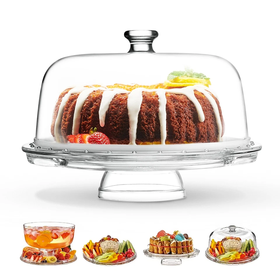 Versátil cúpula de pastel de vidrio 6 en 1: elegante solución para servir y almacenar arte realeza Foto 3 de 4