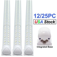 12/25 Pack T8 8FT LED Tube Light Bulbs 144W 8 Foot LED Shop Light Fixtures 6500K