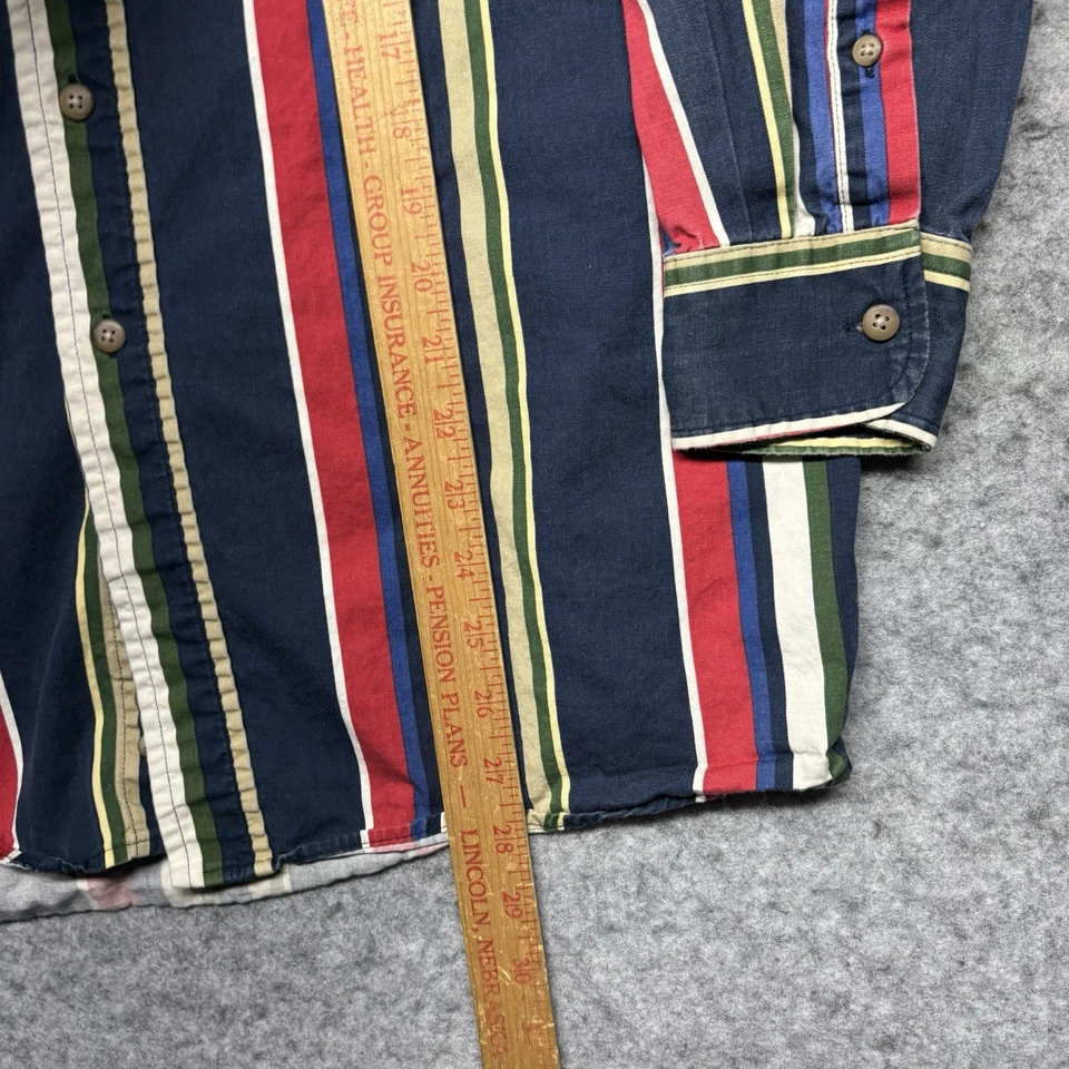 VTG Trader Bay Long Sleeve Button Down Shirt Mens Medium Retro Vertical Stripes - Image 4 of 4