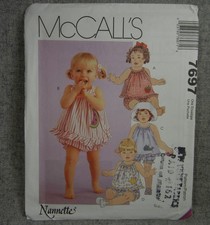 McCalls 7697 Infants Girls Sundress Panties ruffles Nannette Small-XL Uncut