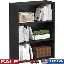 Wide Bookshelf Durable Engineered Wood Storage Organizer Home Office Living Room