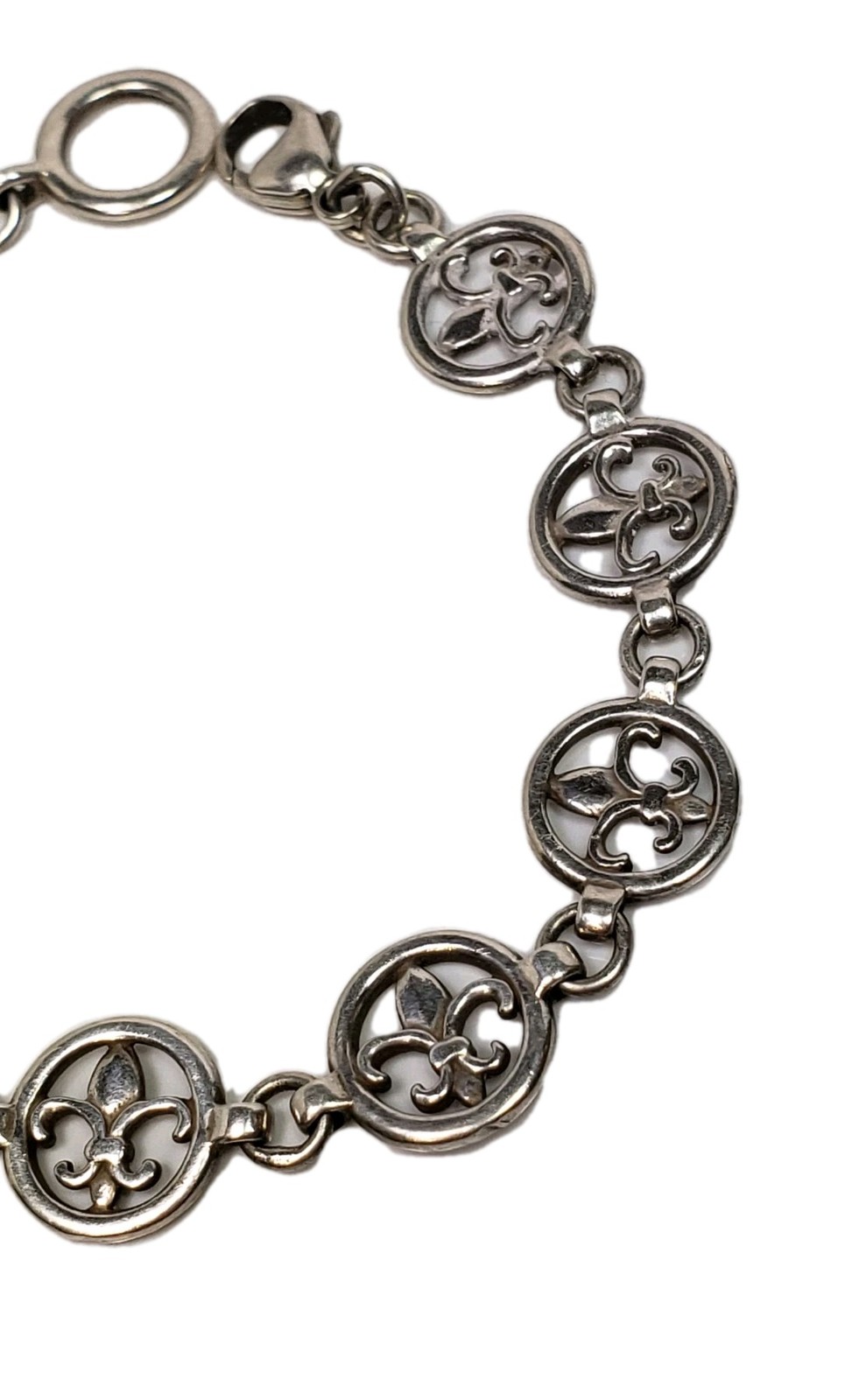 Solid Sterling Silver 935 Fleur De Lis Chain Link… - image 3