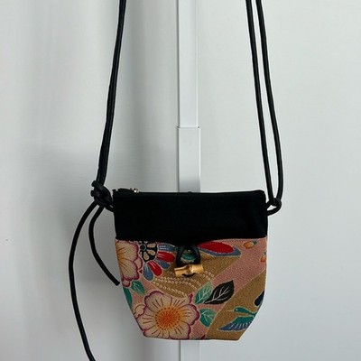 Mini cloth crossbody bag w/ floral pattern black multicolor 