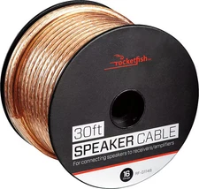 Rocketfish- 30' 16 Gauge Pure Copper Speaker Wire - Clear