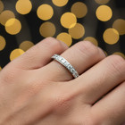 Minimalist 3mm Silver Titanium Band With Sparkling White CZ – Half Eternity Ring — photo 6
