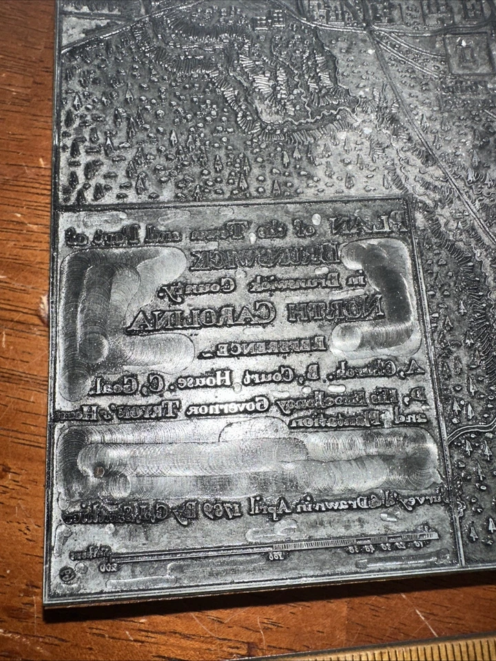 Print Block ( Plan of The Town & Port of Brunswick N. Carolina ) RARE!! 9.5 X 7” - Image 2 of 4