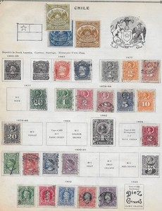 25 Chile Stamps from Quality Old Antique Album 1867-1902
