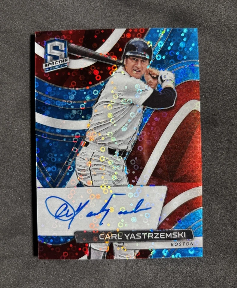 Spectra Carl Yastrzemski 2022 ¡Auto #15/15! Firmado Delantero/Trasero! Inserto MLB HOF raro Foto 2 de 4