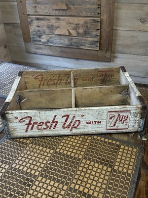Vintage 1967 7-UP Wooden Soda Crate - Fresh Up With 7up - Dated 2-67