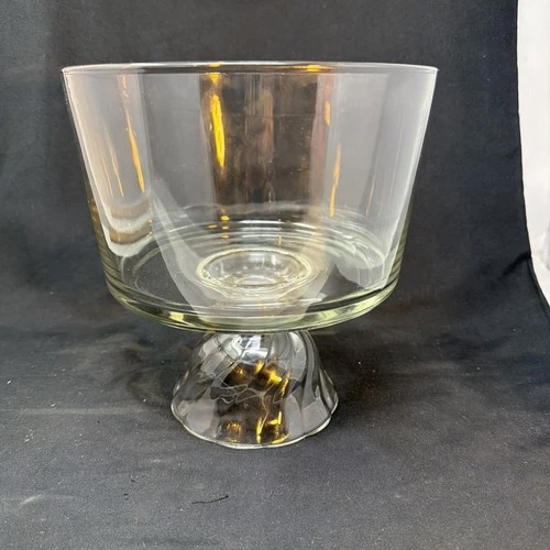 Vintage Anchor Hocking Pedestal 3 Quart Crystal Clear Trifle Salad/Dessert Bowl