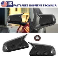 Carbon Black M Horn Rearview Side Mirror Cover Caps For Ford Mustang 2015-2025