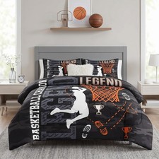 2 PCS Twin Comforter Set Sport Basketball Bedding Kids Room Coverlet Quilt