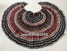 Block Print Cotton 25 Yard Skirt 4 Tiered Tribal Belly Dance Renfaire Pirate ATS