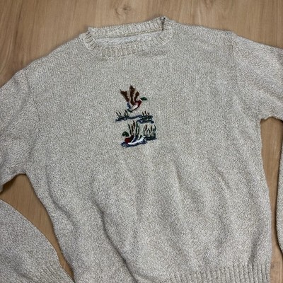 VTG Mallards Ducks Emboirdered Men s Small Sweater Hunting Spun Fine Cotton