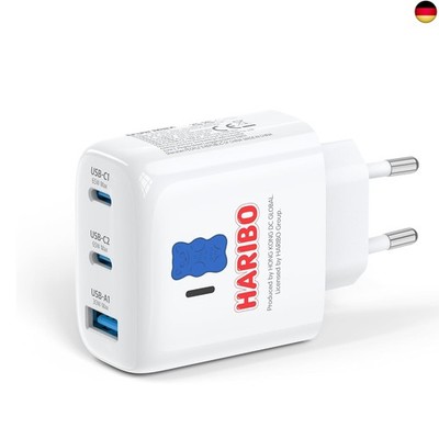 HARIBO USB C Ladegerät 65W 3-Port GaN Schnellladegerät PD/PPS Kompaktes USB-C N