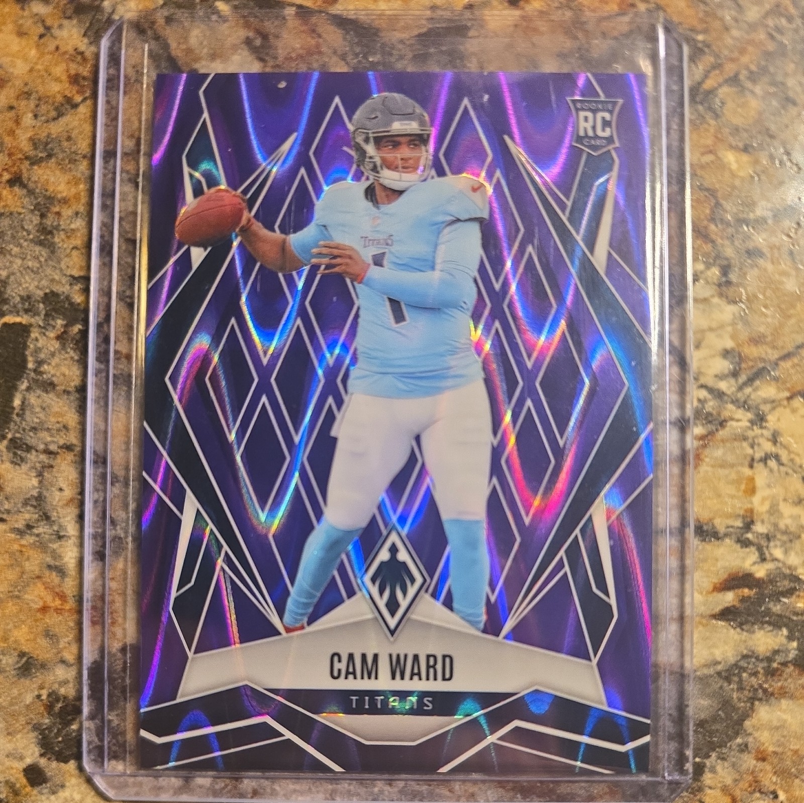 2025 Phoenix Cam Ward Purple Seismic Prizm 34/49 #194 Tennessee Titans 