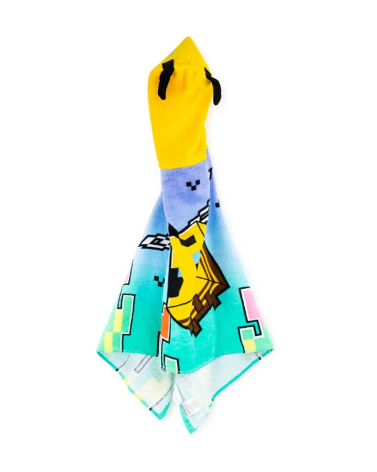 Toalla de baño con capucha Minecraft para niños, 51 x 22, algodón amarillo Mojang Foto 4 de 4