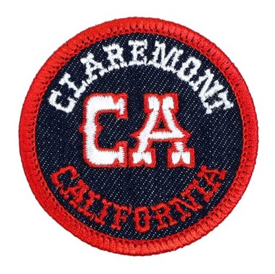 Claremont California Embroidered Patch Black/Red Iron-on Sew-On Jacket Hat Shirt