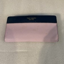 Kate Spade Slim Bifold Wallet Lavender/ Dark Blue Leather Card