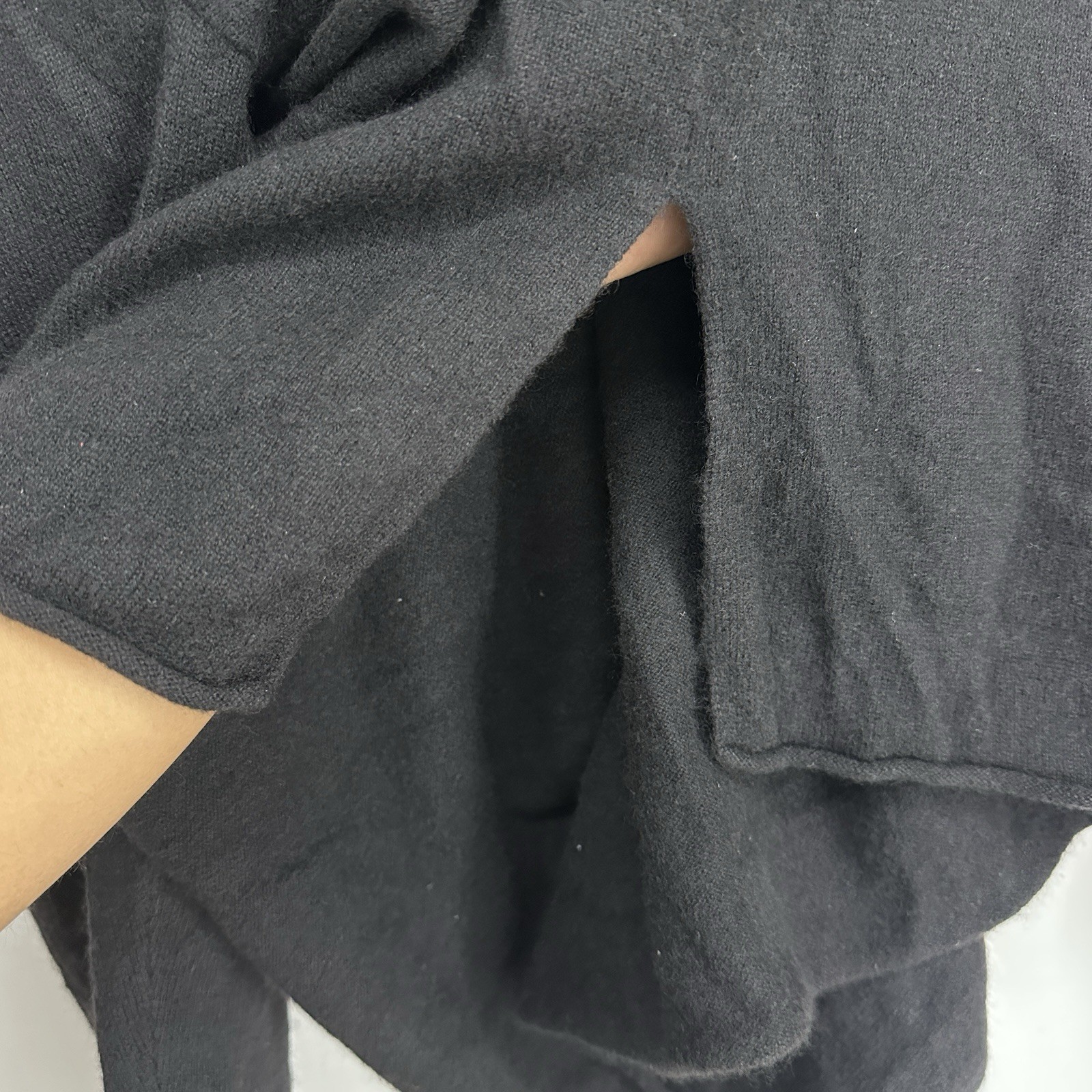 J Jill Cashmere Tunic XL Hoodie Long Sleeve Shirt Soft Quiet Luxury Basic Black