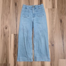 Pilcro The Skipper Jeans Blue High Rise Wide Leg Cropped Front Pockets 26 P