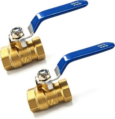 Brass 1/2'' Full Port Ball Valve - Heavy Duty Shut Off Valve, 2 Pack
