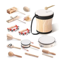 Chumia Toddler Musical Instruments Set 13 Pcs Montessori Wooden Per... Fast Ship