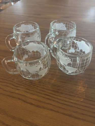 VTG 1970's Nescafe Nestle Globe World Coffee Cups Set of 4
