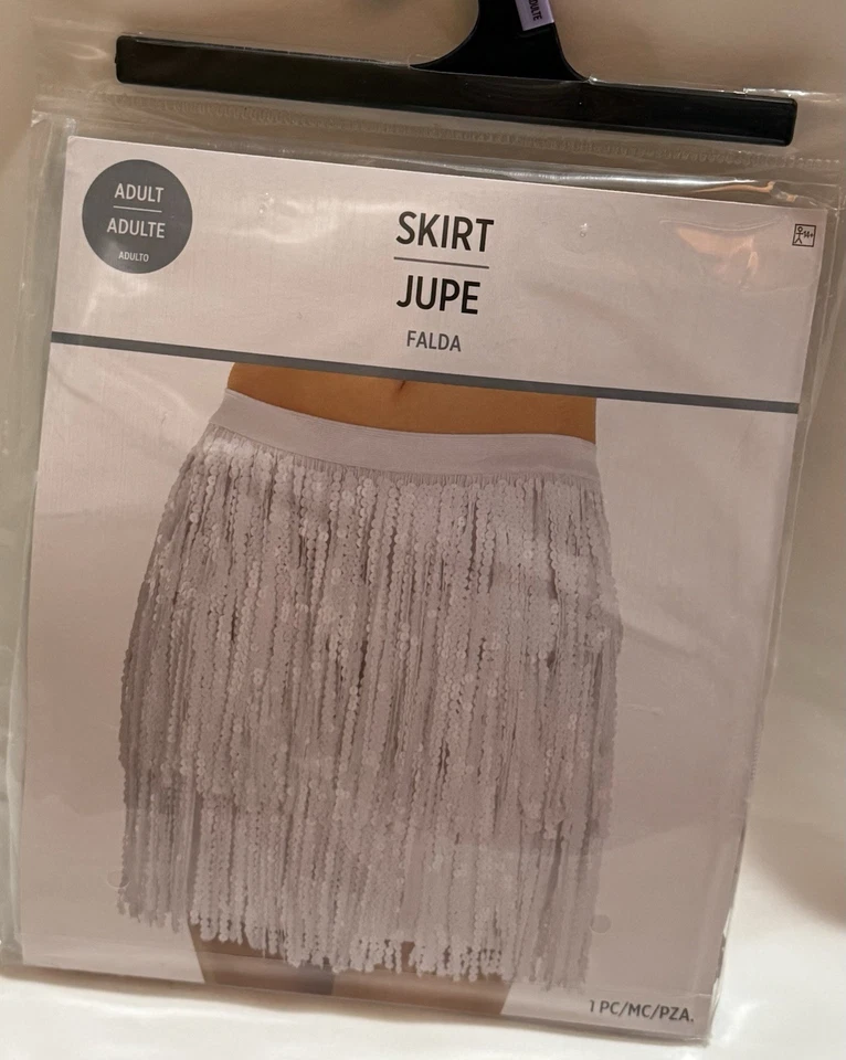 Falda Lentejuelas Blanca Fiesta Festival Disfraz Concierto Aleta Foto 2 de 3