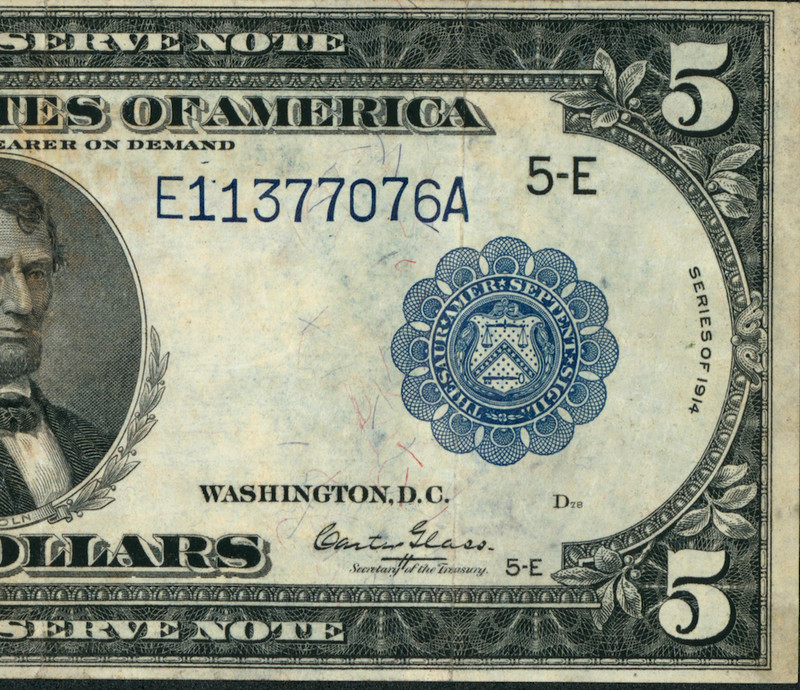 $5 1914 Federal Reserve Note ** DAILY CURRENCY AUCTIONS