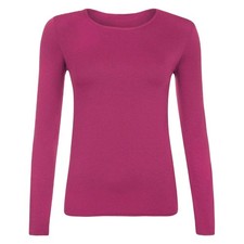 Girls Ladies Plain Tshirt Womans Long Sleeve Round Neck T Shirt Kids Top Womens