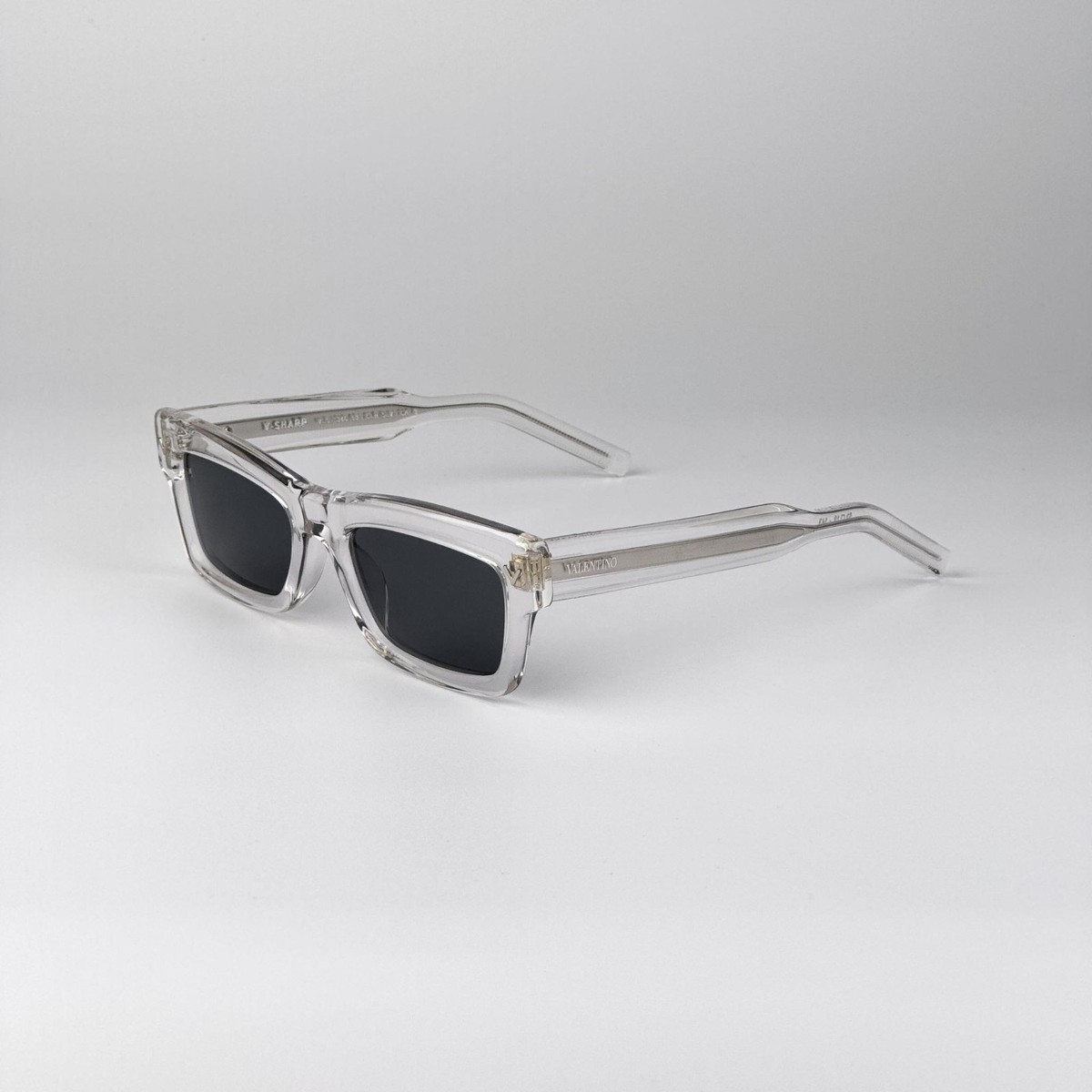 Valentino Men Sunglasses Transparent Grey Rectangle V-SHARP VLS